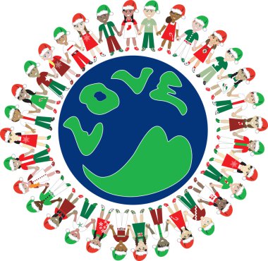 32 Kids Love Christmas World clipart