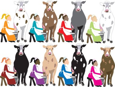 8 Ladies Milking clipart