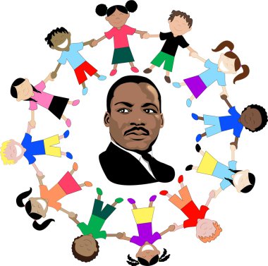 Martin Luther King with kids clipart