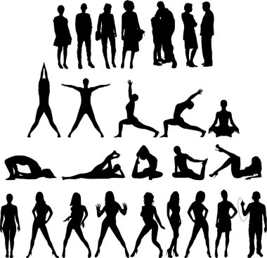 Collection of silhouettes - twenty seven figures clipart