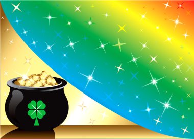 Pot Gold Rainbow Background clipart