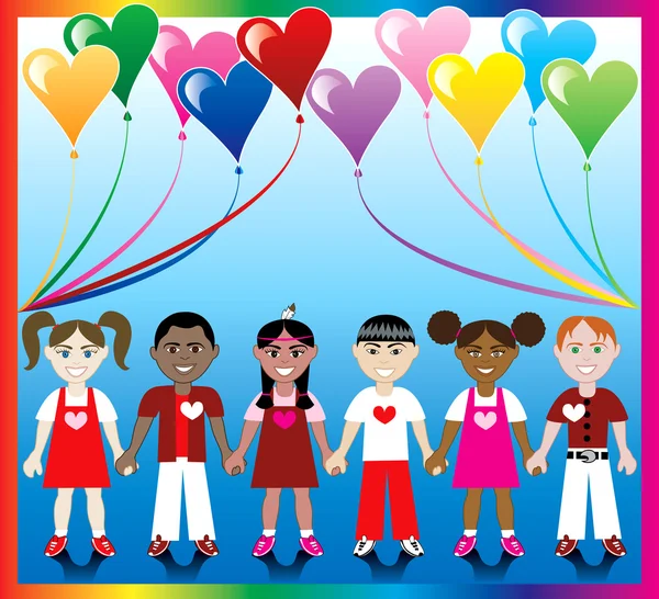 Μπαλόνι καρδιά παιδιά 1 — Διανυσματικό Αρχείο