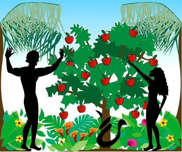 Силуэты Адама и Евы — стоковый вектор