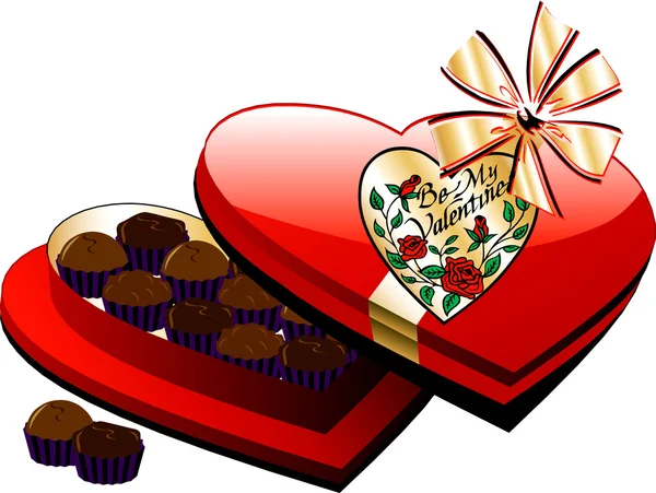 Boîte de chocolat coeur — Image vectorielle