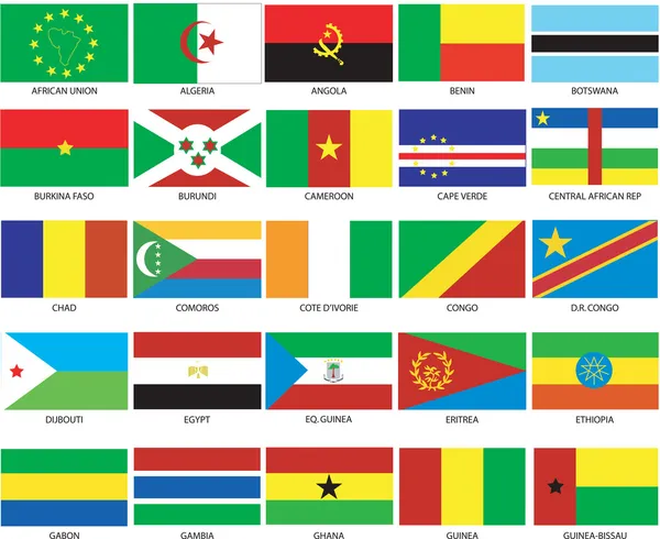 25 afrikanische Flaggen 1 — Stockvektor