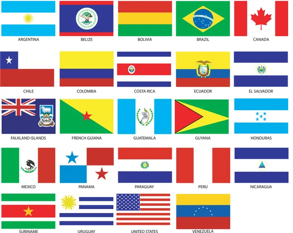 24 Bandeiras das Américas — Vetor de Stock