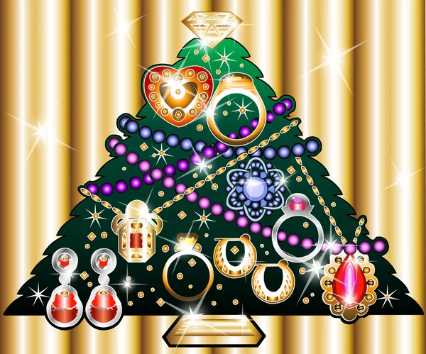 Biżuteria Boże Narodzenie drzewo 1 — Wektor stockowy