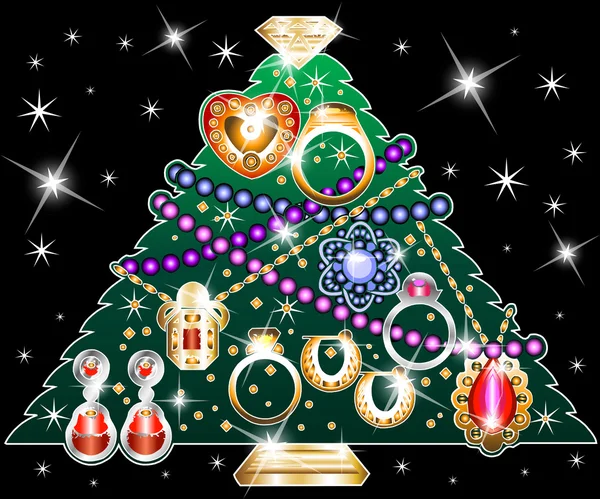 Jewelry Christmas Tree 2 — Stock Vector