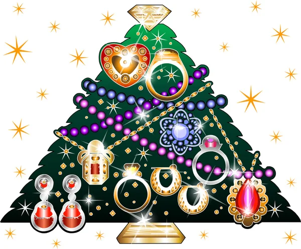 Biżuteria Boże Narodzenie drzewo 3 — Wektor stockowy