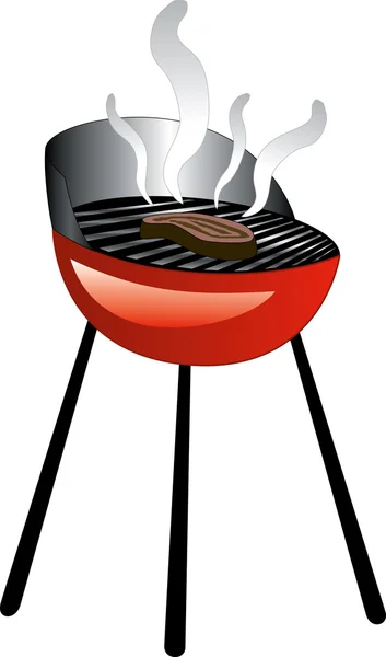 BBQ Grill with Smoke — Stock Vector