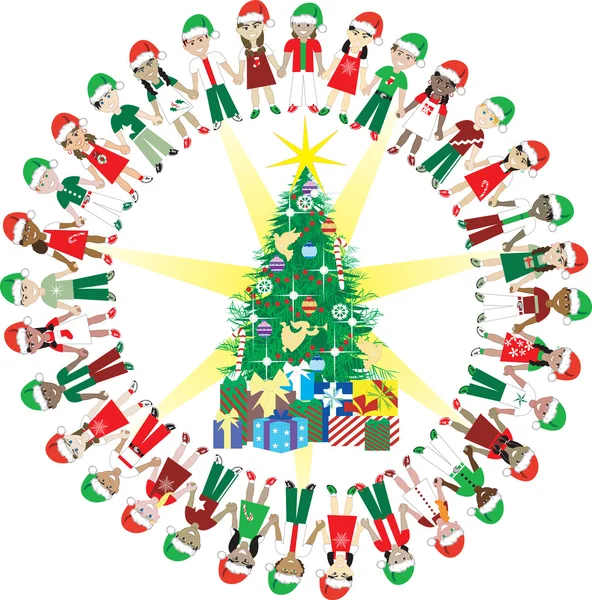 32 enfants aiment Noël monde 2 — Image vectorielle