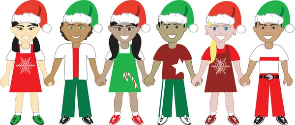 圣诞节的孩子团结 4 — 图库矢量图片