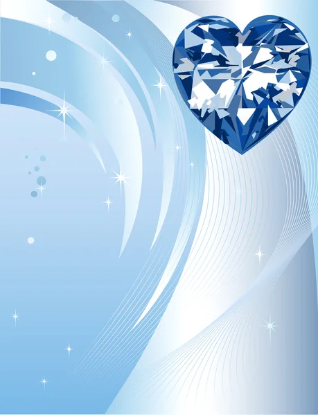Diamant bleu coeur fond — Image vectorielle