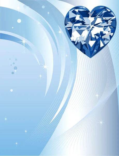 Corazón de diamante azul fondo — Vector de stock