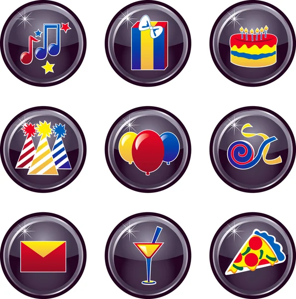 Botões de ícones de festa — Vetor de Stock