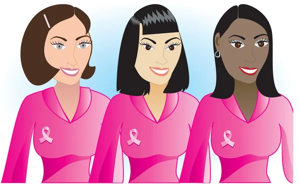 粉红色的癌症妇女 1 — 图库矢量图片