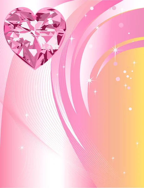 Pink Diamond Heart Background — Stock Vector