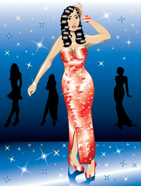 Formal robe rouge femme — Image vectorielle