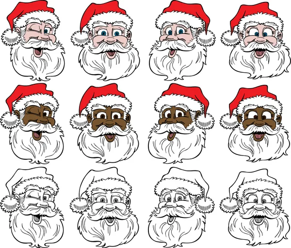 Santa gezichten — Stockvector