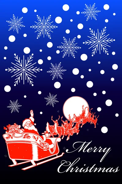 Santa Sleigh Christmas Card — Stock Vector