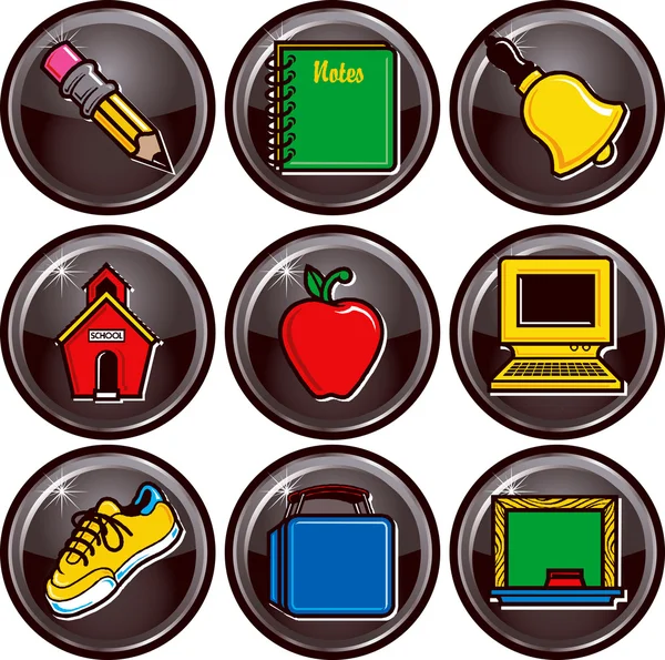 Σχολείο εικονίδιο κουμπιά 1 — Διανυσματικό Αρχείο