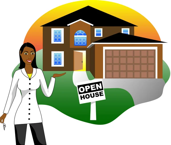 Open House with Agent — Stock Vector