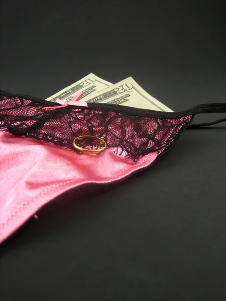 Sexiga underkläder och pengar — Stockfoto
