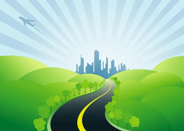 A Road to urban city — Stock Vector