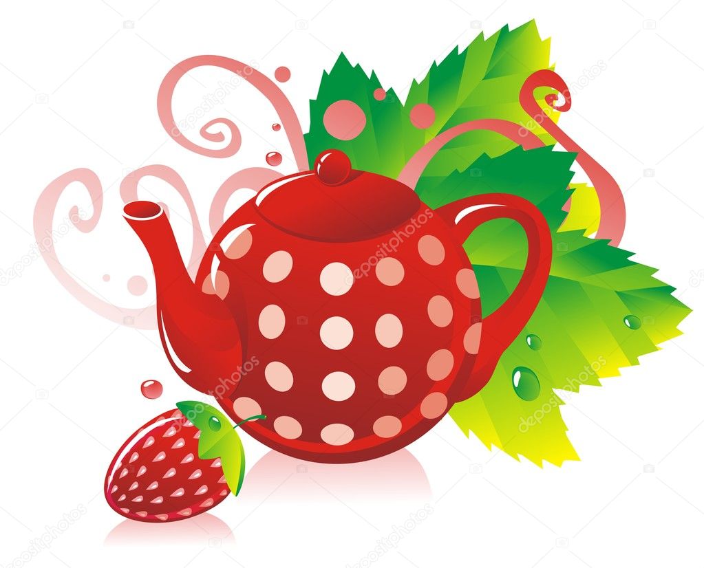Strawberry Tea — Stock Vector © AlfaOlga 2429825