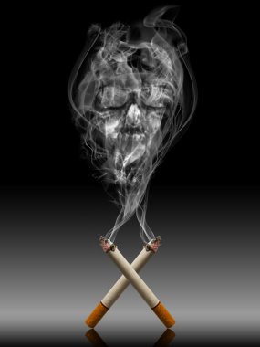 Cigarette with deadly smoke clipart