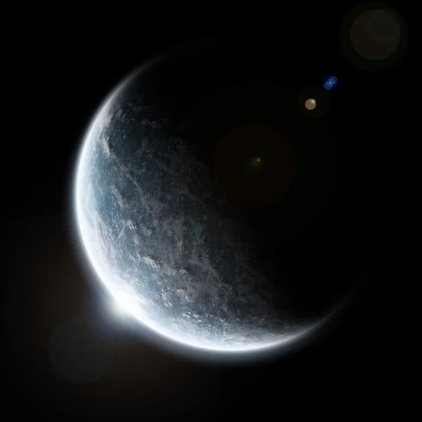 Nascer do sol sobre um planeta no espaço — Fotografia de Stock
