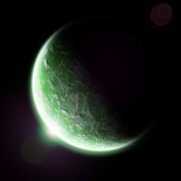 Napkelte felett egy bolygó a világűrben — Stock Fotó