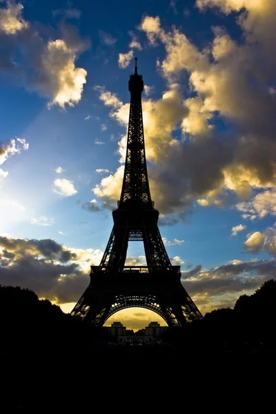 Paříž Eiffelova věž Francie během západu slunce — Stock fotografie