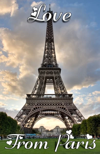 Парижская Эйфелева башня Франция на закате — стоковое фото