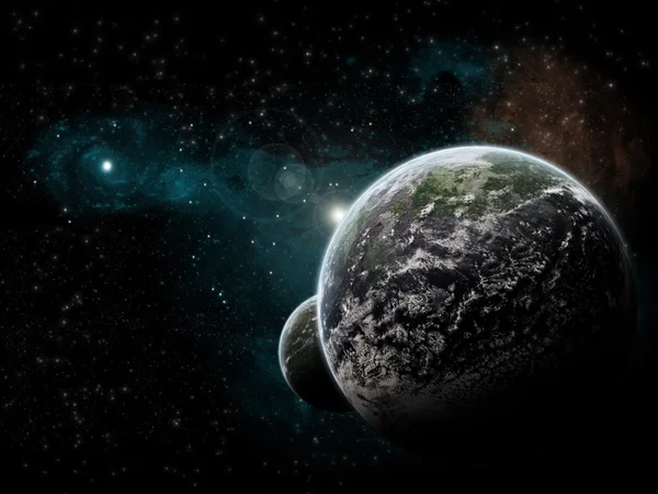 Eclipse op aarde / planetscape illustraties — Stockfoto