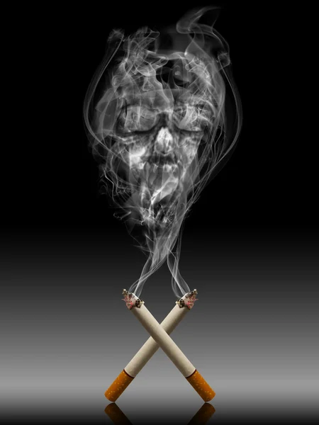 Cigarette with deadly smoke — Stock Photo, Image