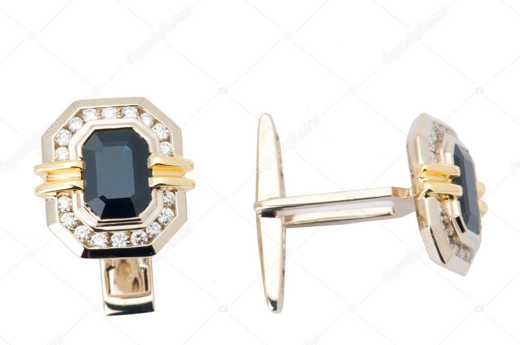 A pair of gold platinum cuff-links