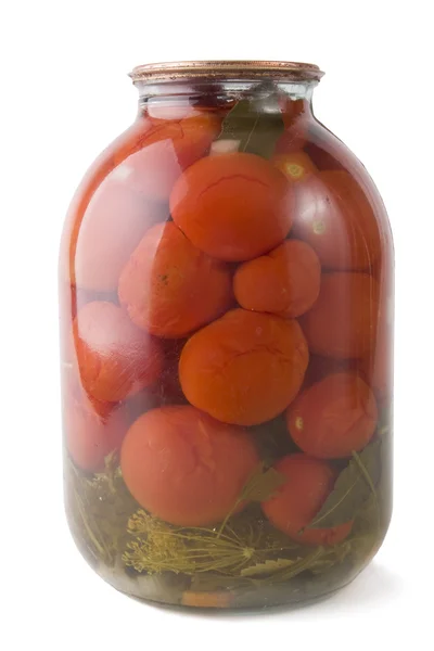 Burk konserverade tomater Stockfoto