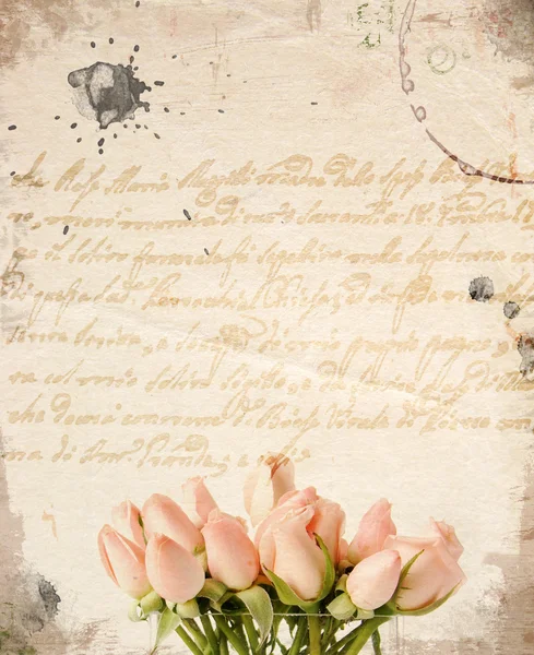 Little pink roses bouquet background — Stock Photo, Image