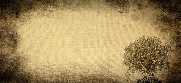 Aged background with tree