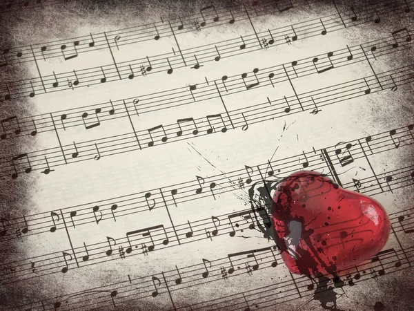 Music score & heart — Stock Photo, Image