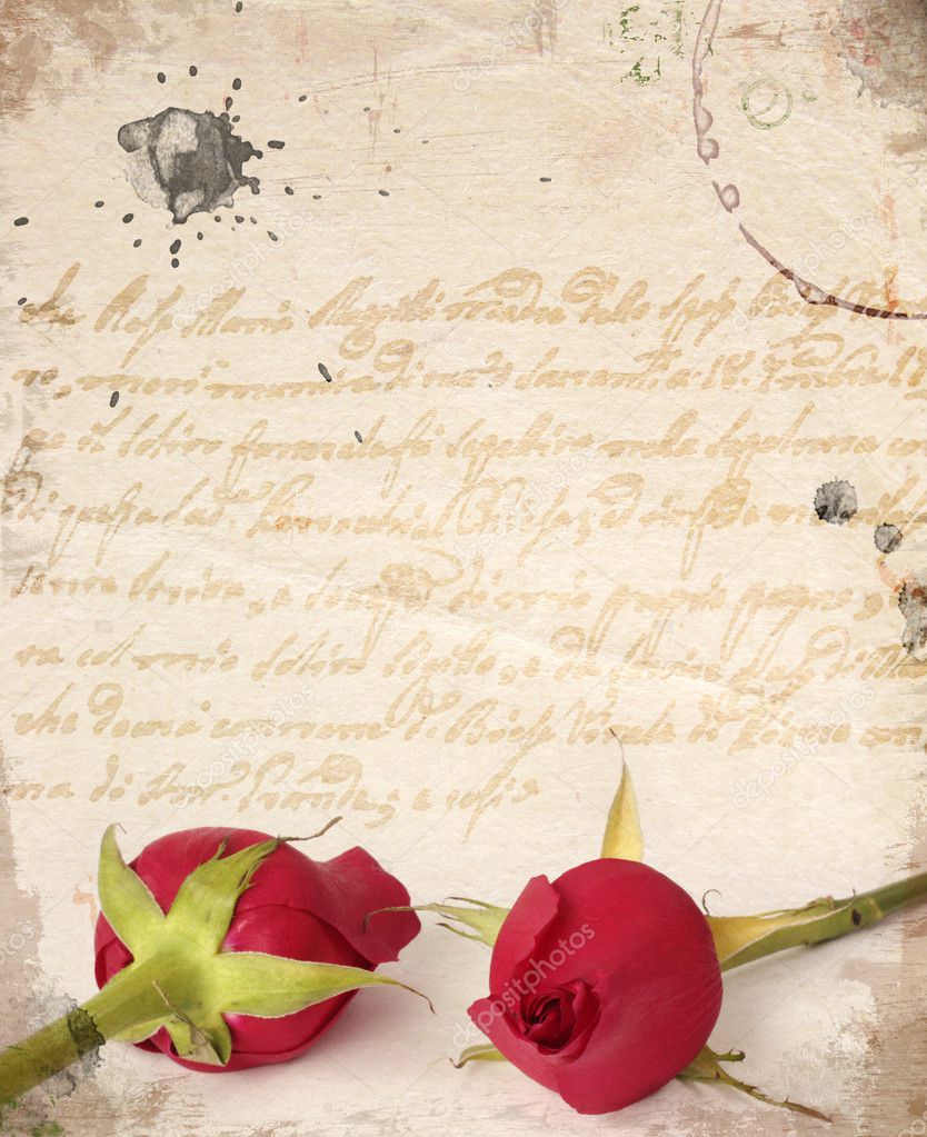 Two red roses vintage card Stock Photo by ©Flaps. 2457731