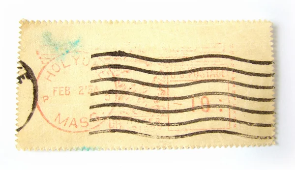 Blank postage stamp with postmarks — Stock Photo, Image