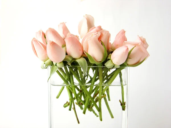 Kleine roze rozen boeket op vaas — Stockfoto