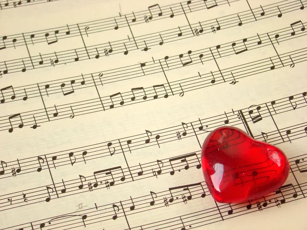 Music score & heart — Stock Photo, Image