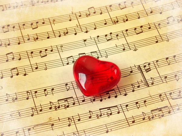 stock image Music score & heart