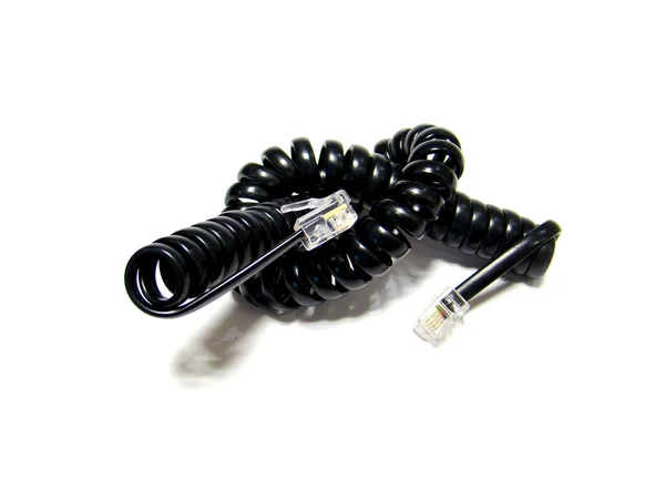 Black telephone cord — Stock Photo, Image