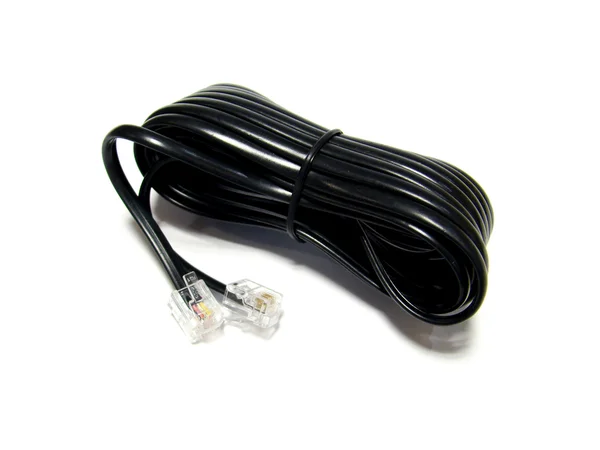 Černý telefonní kabel — Stock fotografie