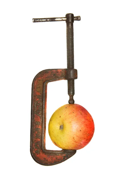 Apfel in der Klemme — Stockfoto