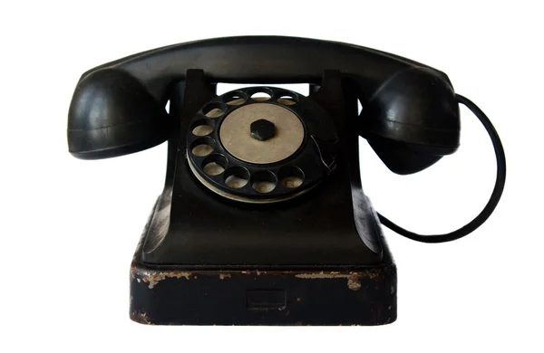 Telefon retro czarny na białym tle — Zdjęcie stockowe